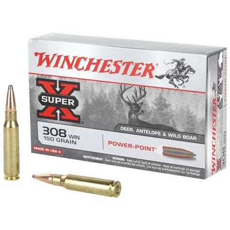 Winchester Super X 308 Win Ammo 150 Gr Power Point 20 Rd Box X3085