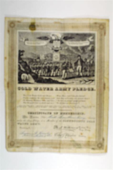 Cold Water Army Pledge And Song Sheet Ca 1840 60s