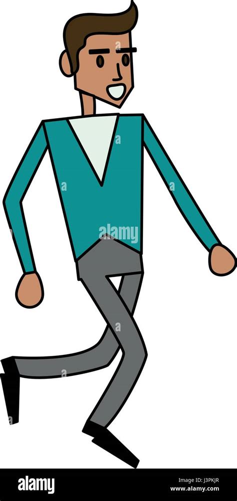 Color Image Cartoon Full Body Side View Man Walking Stock Vector Image