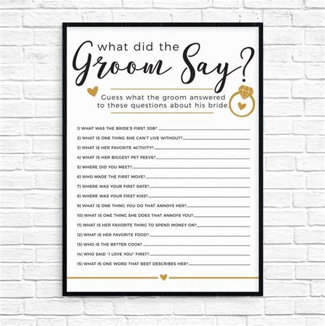 Your bridal shower card message should be heartfelt and reflect your relationship with the honoree. What Did The Groom Say Bridal Shower Game | Etsy