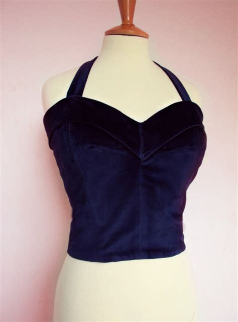 Swell Dame 1950s Velvet Bustier Top With Adjustable Straps Etsy