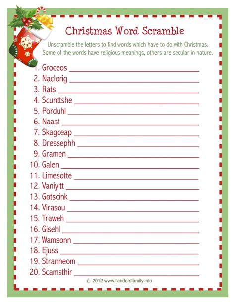 All basic word commands work in outline view. Christmas Word Scramble (Free Printable) - Flanders Family ...