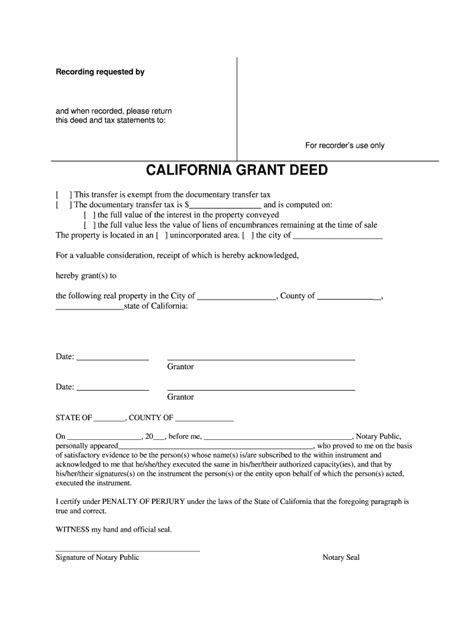 Grant Deed Fillable Form California Printable Forms Free Online