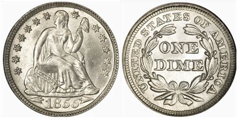 Moneda 1 Dime Seated Liberty Dime 1853 1855 De Estados Unidos Valor