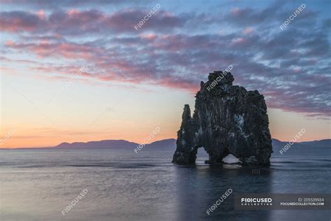 The Rock Formation Known As Hvitserkur At Sunset Northern Iceland