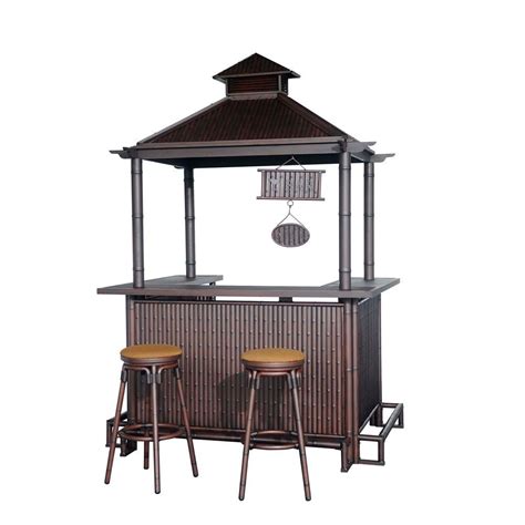 The open weave texture provides a unique look while still. Sunjoy Oasis 3-Piece Patio Bar Set with Brown Cushions-L ...