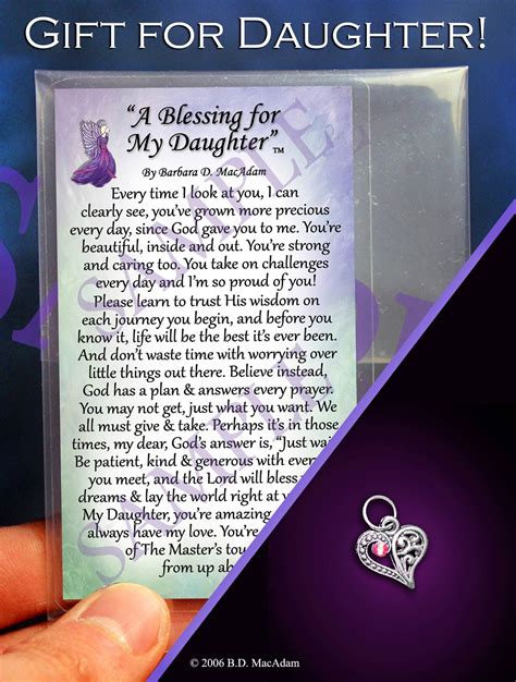 Daughters Pocket Blessing Wpendant Charm A Blessing For My Daughter