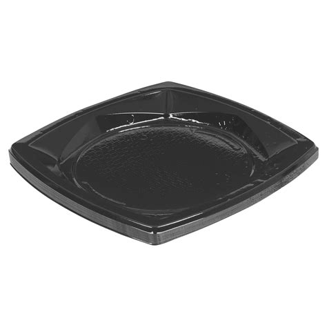 20 100 Large Black Square Disposable Plastic Dinner Plates Food