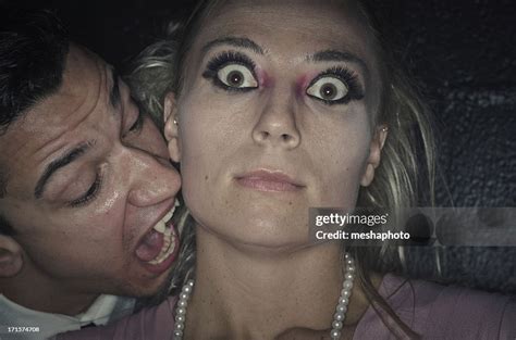 Vampire Attacking Scared Young Woman High Res Stock Photo Getty Images