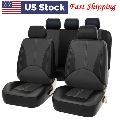 9pc car seat cover pu leather accessories protector universal full set 5 sits us ebay