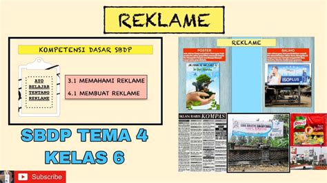 REKLAME KELAS 6 TEMA 4 PENGERTIAN JENIS CIRI DAN LANGKAH MEMBUAT