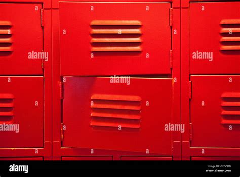 Two Partially Open Red Lockers Stock Photo Alamy