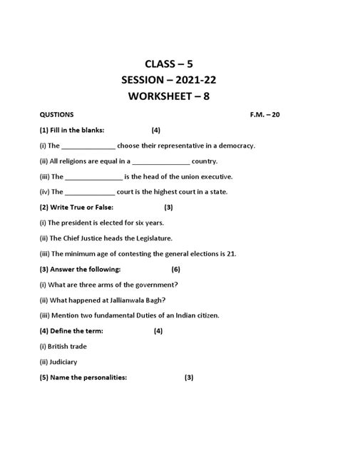 Class 5 Evs Worksheet 8 Pdf