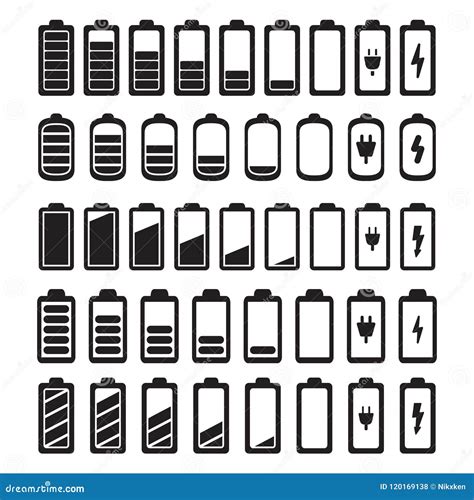 Battery Icons Set Colored Vector Stock Vector Illustration Of