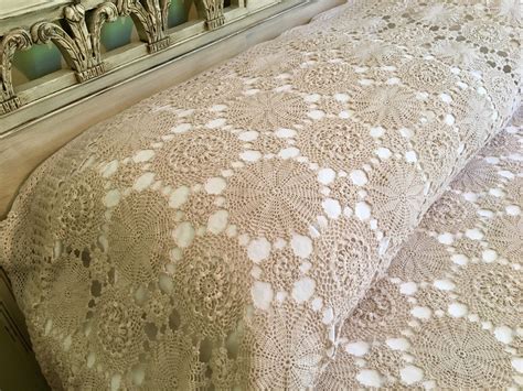Crochet Bed Coverlet Intricate Crocheted Blanket Bedspread Etsy