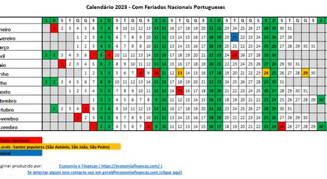 Calendário 2023 Em Excel Com Feriados Portugal Economia E Finanças