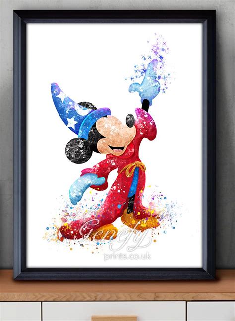A Mickey Mouse Watercolor Painting On A Wall