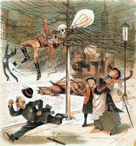 Anti Electricity Cartoon From 1889 Pics Painting Frames Painting