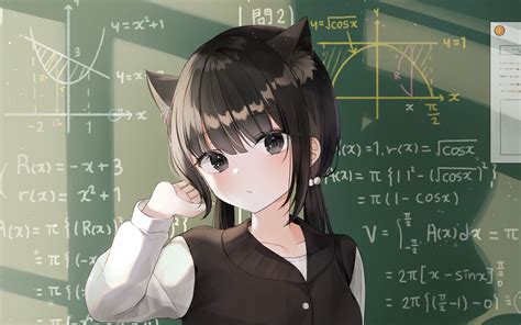 Download 2327x1454 Cute Anime Girl Black Hair Animal Ears Cat Girl