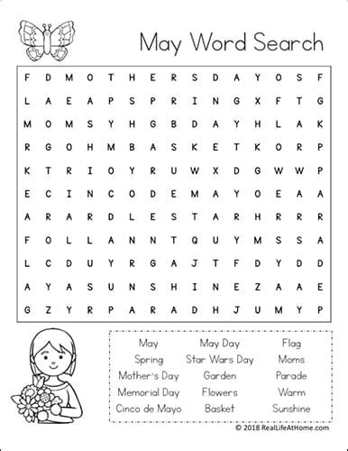 Free Printable May Word Search Printable Puzzle For Kids