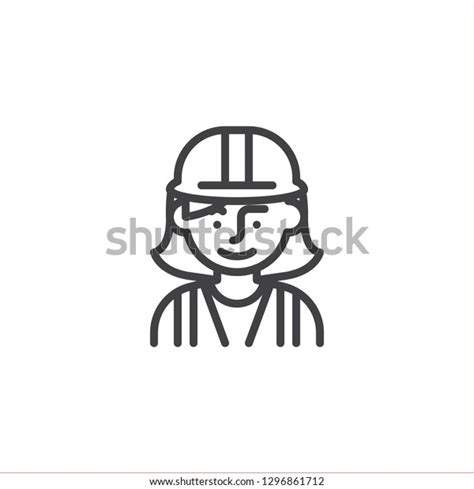 Woman Construction Worker Line Icon Linear Stock Vector Royalty Free