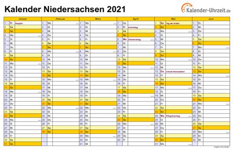 Kalender 2021 als pdf oder alternativ bild vom kalender 2021 ausdrucken. Feiertage 2021 Niedersachsen + Kalender