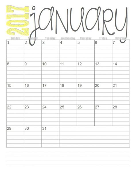 Free Printable Monthly Calendar With Lines Free Resume Templates