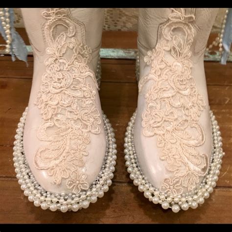 Shoes White Leather Bridal Bling Custom Cowgirl Boots 6m Poshmark