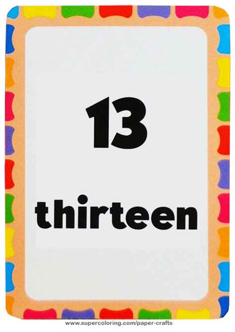 Flashcard With Number 13 Printable Template Free Printable Papercraft