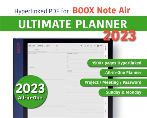 Boox Note Air Templates 2023 Digital Planner All In One Etsy