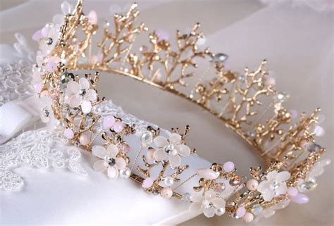 Charming Decorative Flower Crown Pink Tiaras Crown Aesthetic Crown