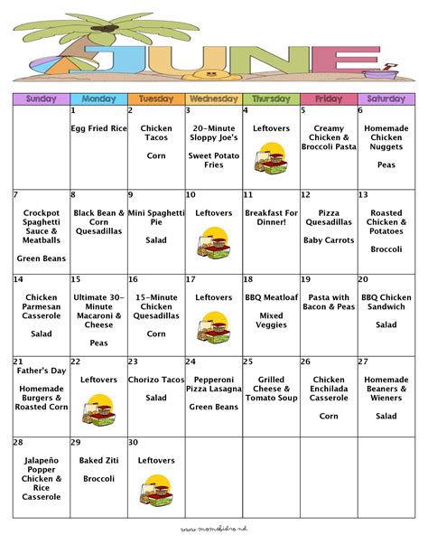 A Month Of Meals On A Budget June 2015 No Repeat Meal Plan 30 Days
