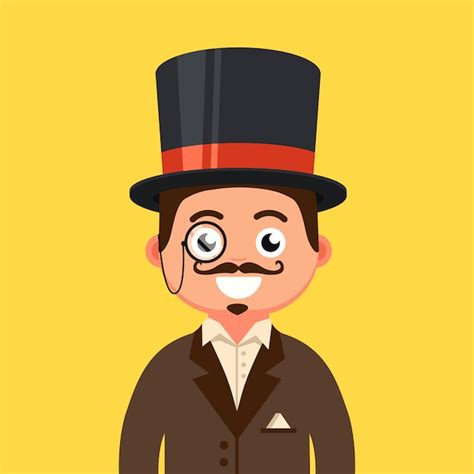 Premium Vector A Gentleman In A Top Hat With A Mustache And In A