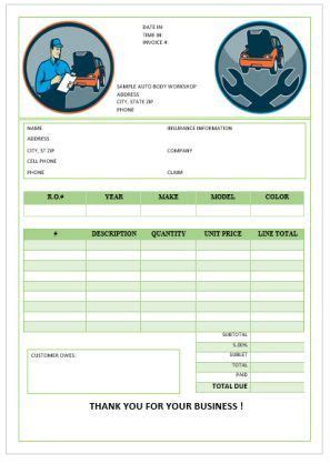 Creating your invoice in excel allows you to let the spreadsheet do the totals and tax. Garage Repair Invoices Template | Invoice template ...