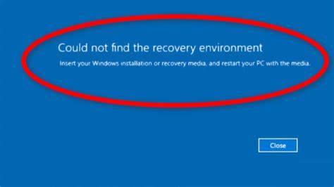 Fix Could Not Find The Recovery Environment Insert Your Windows