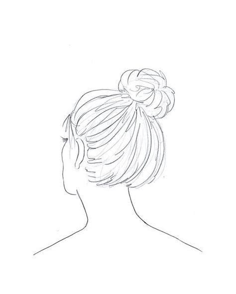 Girl With Messy Bun Hair Drawing
