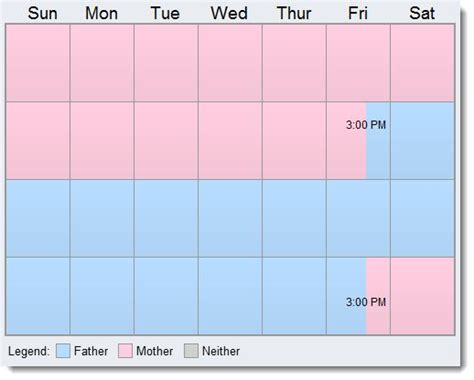 5050 Custody And Visitation Schedule Examples Custody Child Custody