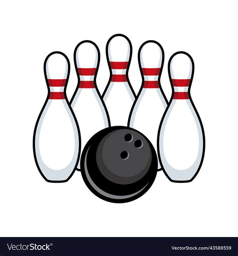 White Bowling Pins And A Black Ball Icon Vector Image