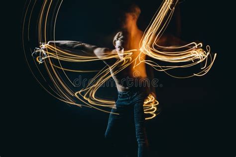 Lights Dancer In The Dark Top Naked Man Dynamic Movement Long