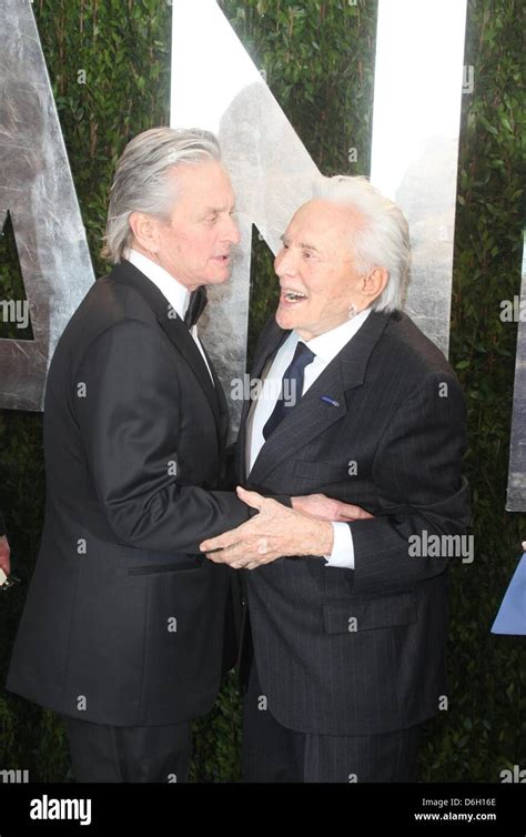 Us Actor Michael Douglas L And His Father Kirk Douglas Attend The