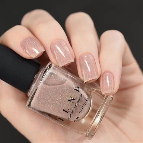 nude nail polishes ilnp chleo in neutral blush pink holographic sheer jelly nail polish nude