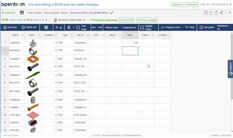 Openbom For Solidworks Can Help You To Create A Standard Bom Template