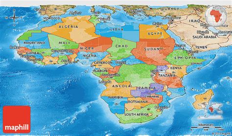 Political Panoramic Map Of Africa Satellite Outside Bathymetry Sea