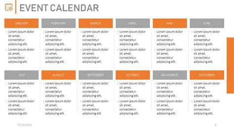 Company Events Calendar Template Free Powerpoint Template