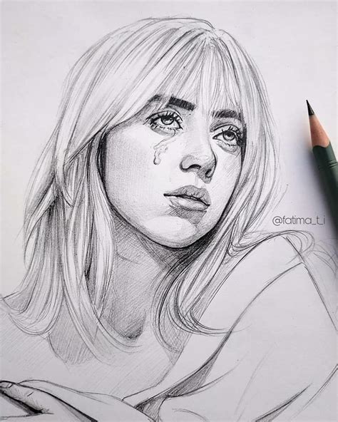 Billie Eilish Pencil Sketch Portrait Design Art Drawing Celebrity