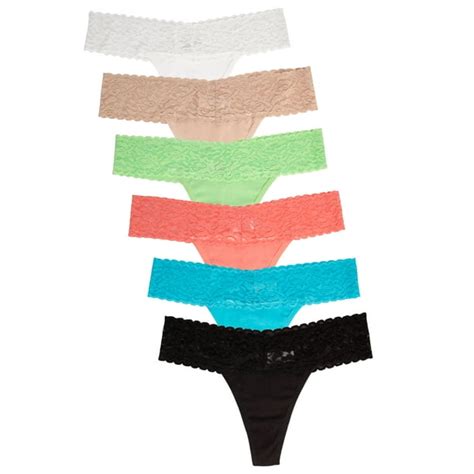 Jo And Bette Jo And Bette 6 Pack Ladies Cotton Lace Panties Thongs Underwear With Trim Set