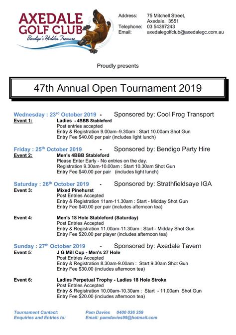 Only $25 for 18 holes. Axedale Golf Club Annual Tournament - Golf Central Victoria