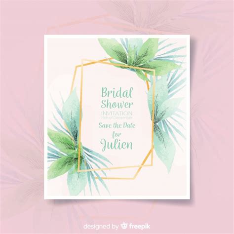 Tropical Bridal Shower Card Template Free Vector