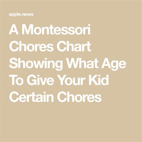 A Montessori Chores Chart Showing What Age To Give Your