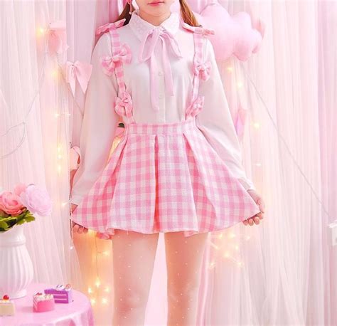 Pink Plaid Suspender Pleated Skirt With Bow Embellished Overall Straps